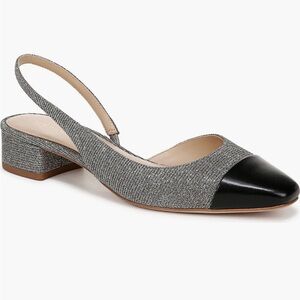 Veronica Beard Cecile Half d’Orsay Slingback Pump Silver and Black